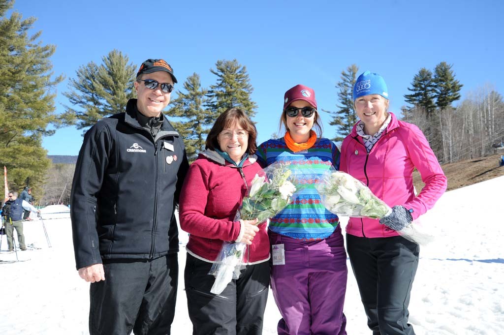 Cranmore president Ben Wilcox, Representative Kuster, Leanne Smith and the Museum's Ellen Chandler confer after the Opening Ceremony.