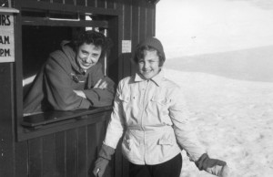 Bettina and Herta Schneider at Mount Cranmore, ca. winter 1952