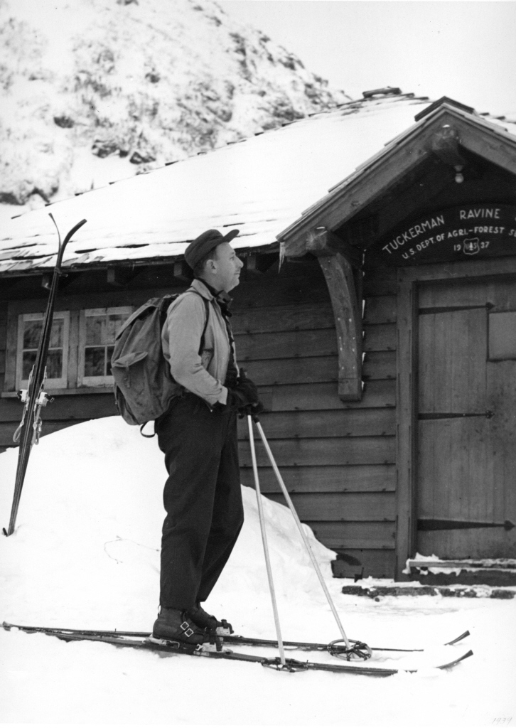 Carl Shumway in Tuckerman Ravine in 1937, nearly a quarter century after the first documented ascent of Mount Washington on skis.