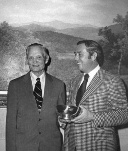 Sherman Adams of Loon Mountain, left, with Cal Conniff, then executive director of the National Ski Areas Association about 1975.