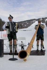 Two of the three Bavarian Brothers and their alpenhorn